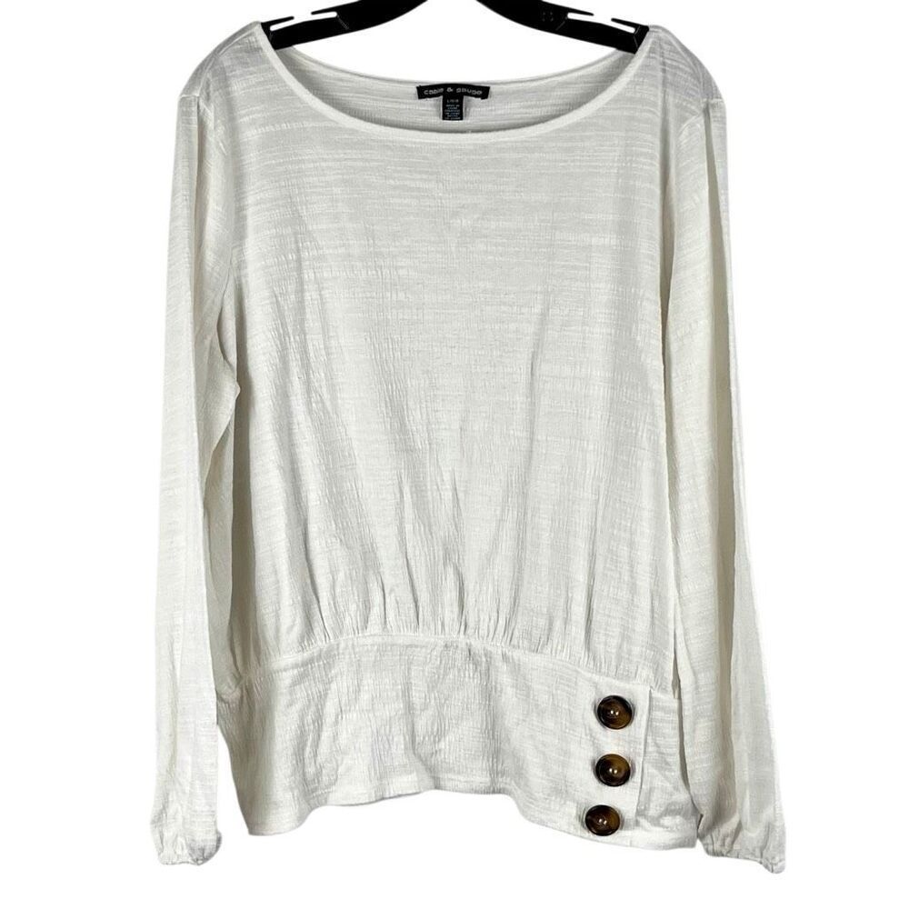 Cable & Gauge White Long Sleeve with Fashion Buttons Large